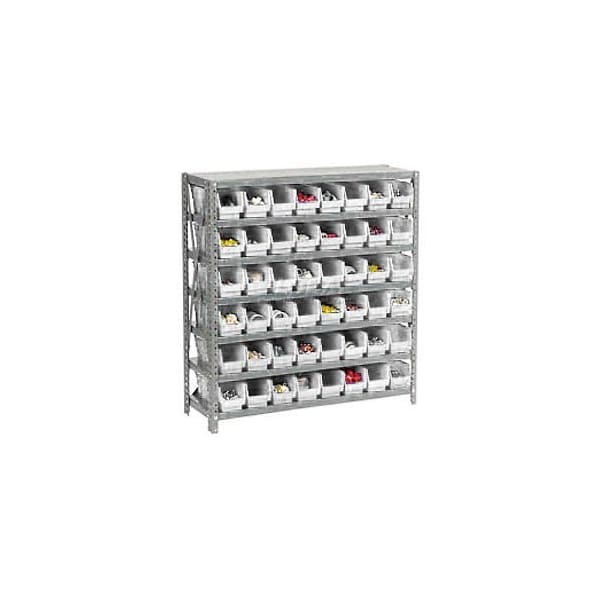 Global Industrial Steel Shelving with 48 4inH Plastic Shelf Bins Ivory, 36x12x39-7 Shelves 603430WH - main